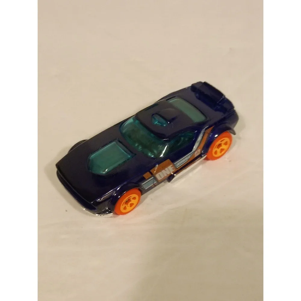 Hot Wheels Fast Fish Navy Blue Teal Windows Orange Wheels Loose 1/64 Scale Car